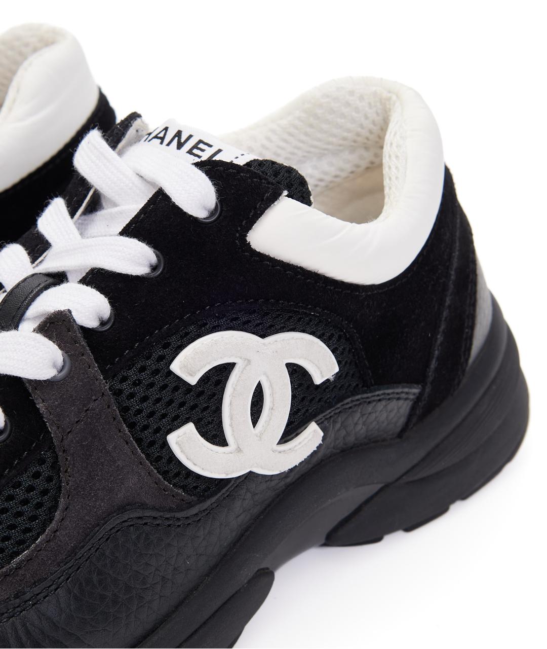 CHANEL Черные кожаные кроссовки, фото 6