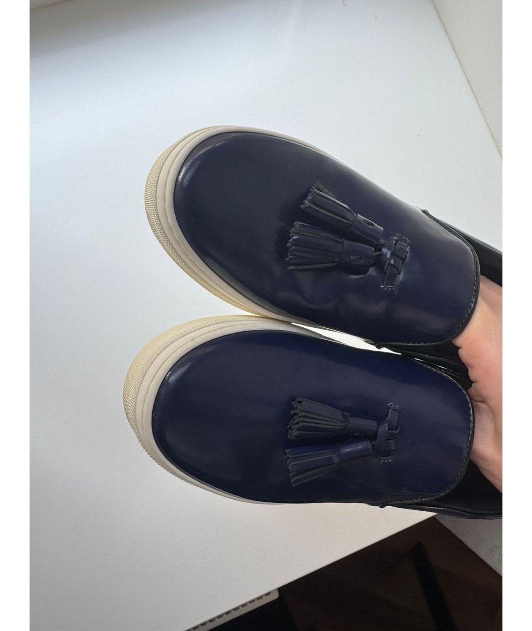 CELINE Синие кожаные слипоны, фото 5