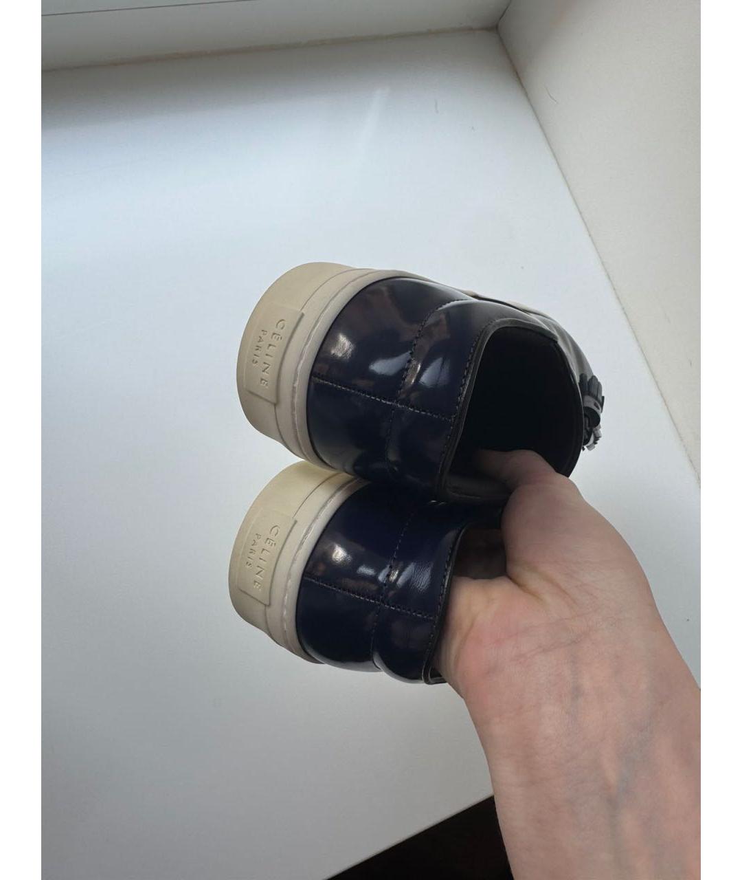 CELINE Синие кожаные слипоны, фото 6