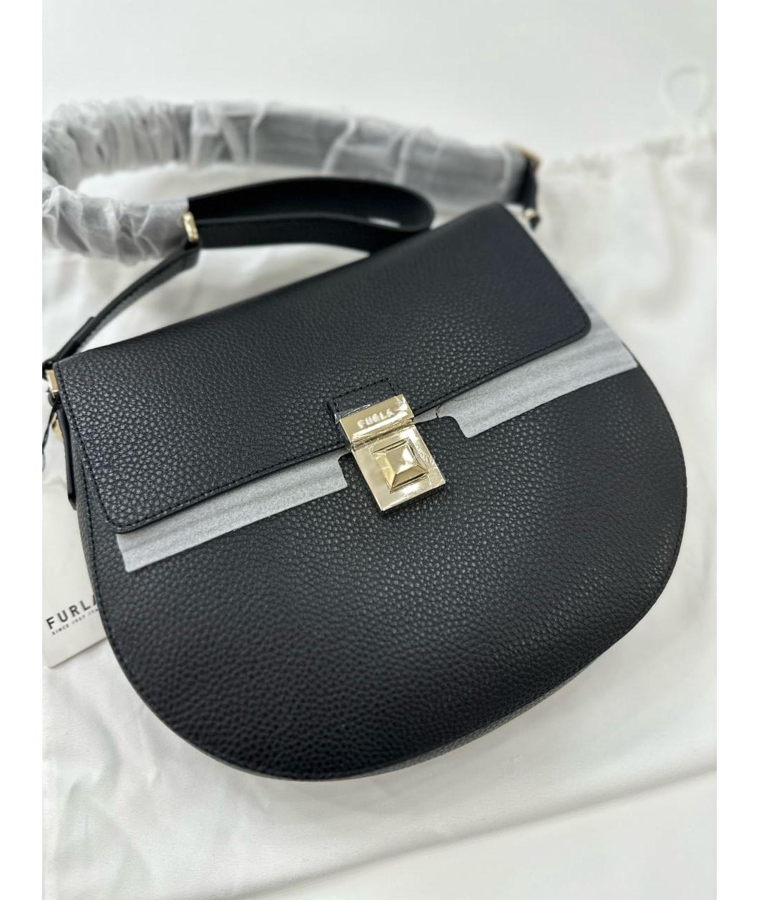 FURLA Черная кожаная сумка через плечо, фото 5