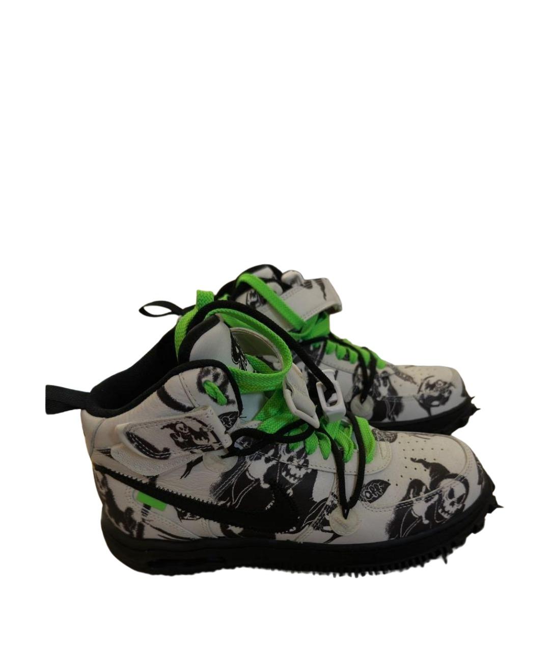 NIKE X OFF-WHITE Белые кожаные высокие кроссовки / кеды, фото 1