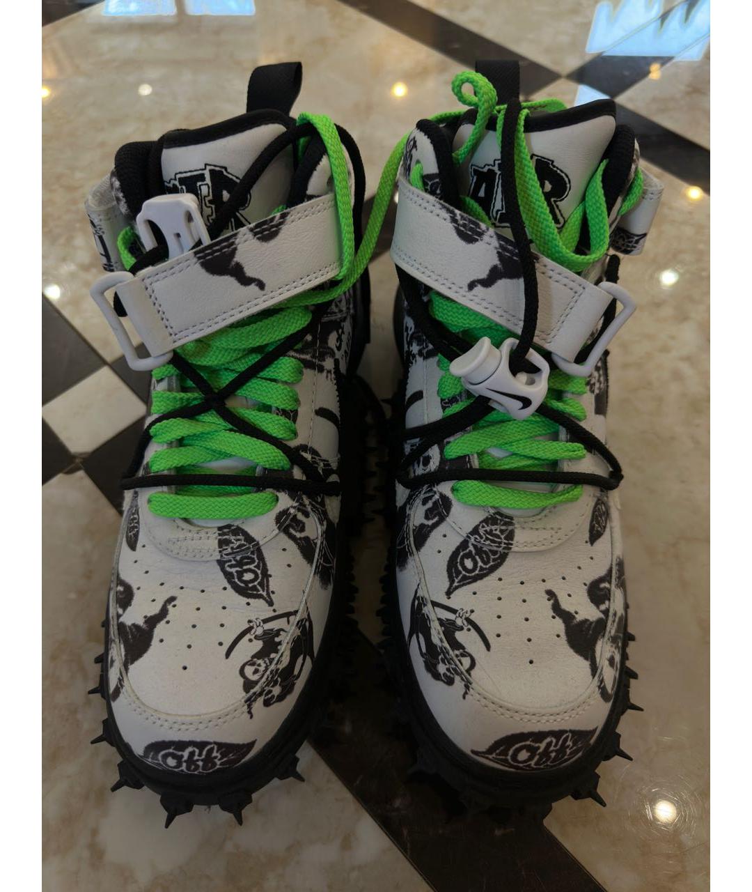 NIKE X OFF-WHITE Белые кожаные высокие кроссовки / кеды, фото 2