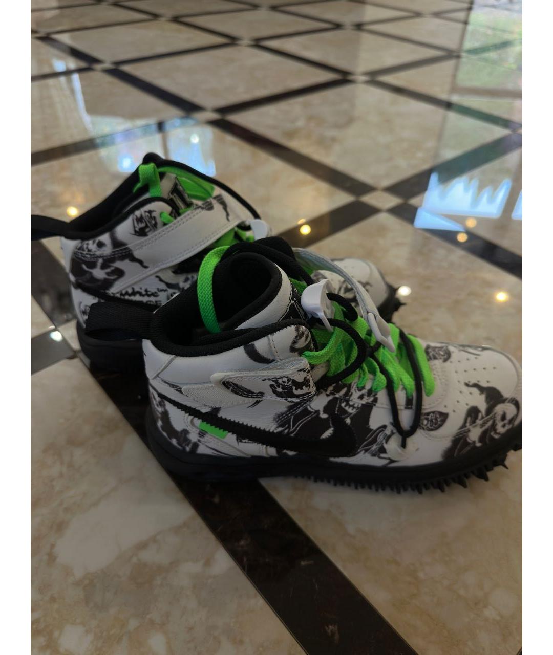 NIKE X OFF-WHITE Белые кожаные высокие кроссовки / кеды, фото 4