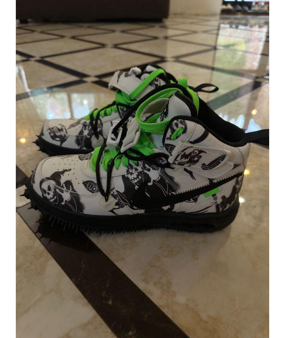 NIKE X OFF-WHITE Белые кожаные высокие кроссовки / кеды, фото 5