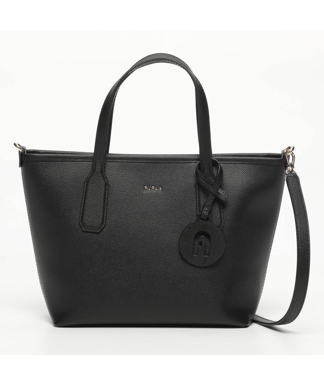 FURLA Черная кожаная сумка тоут, фото 1