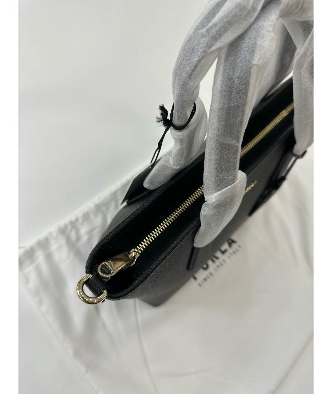 FURLA Черная кожаная сумка тоут, фото 4