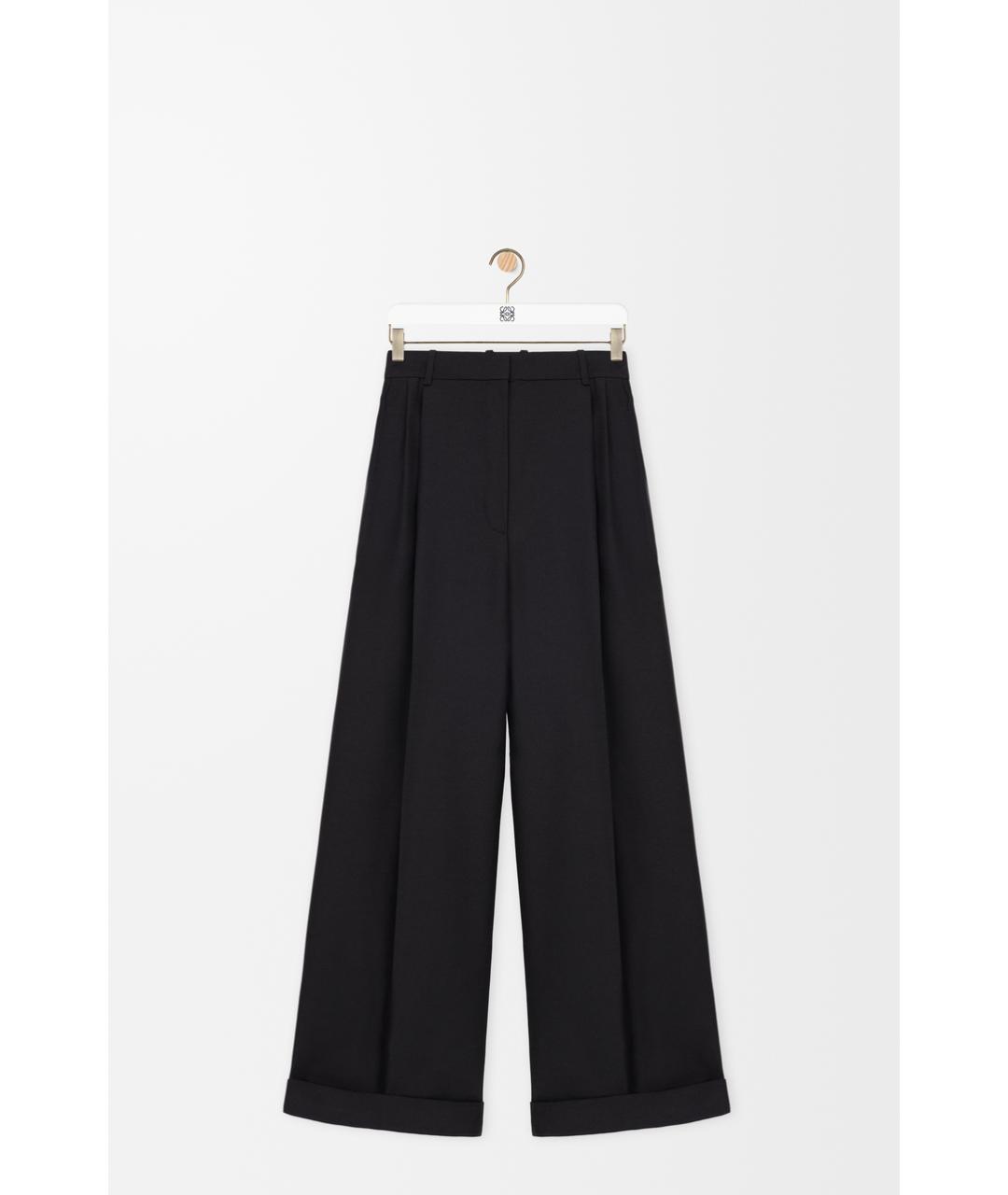 LOEWE Черные шерстяные прямые брюки, фото 6