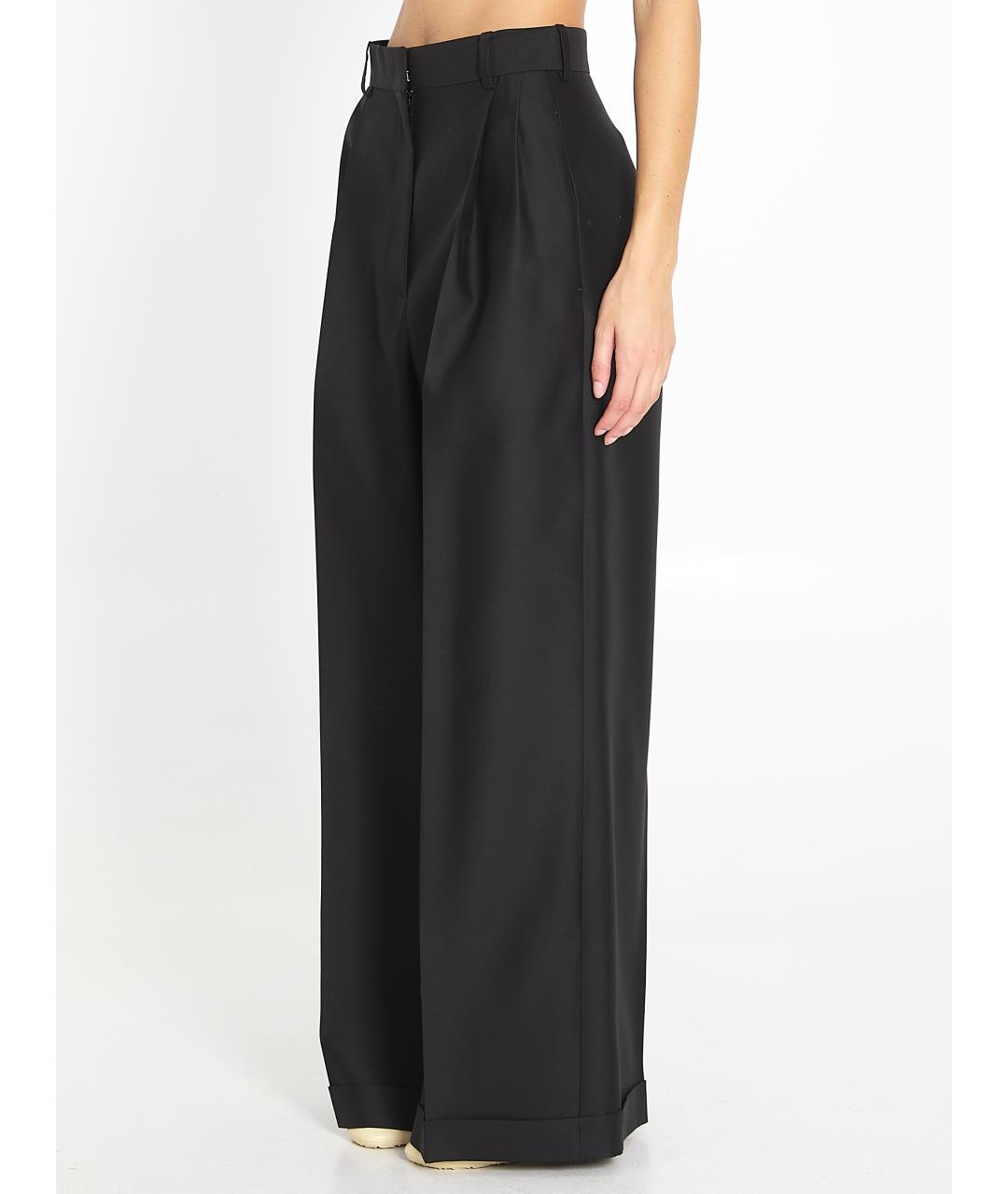 LOEWE Черные шерстяные прямые брюки, фото 3