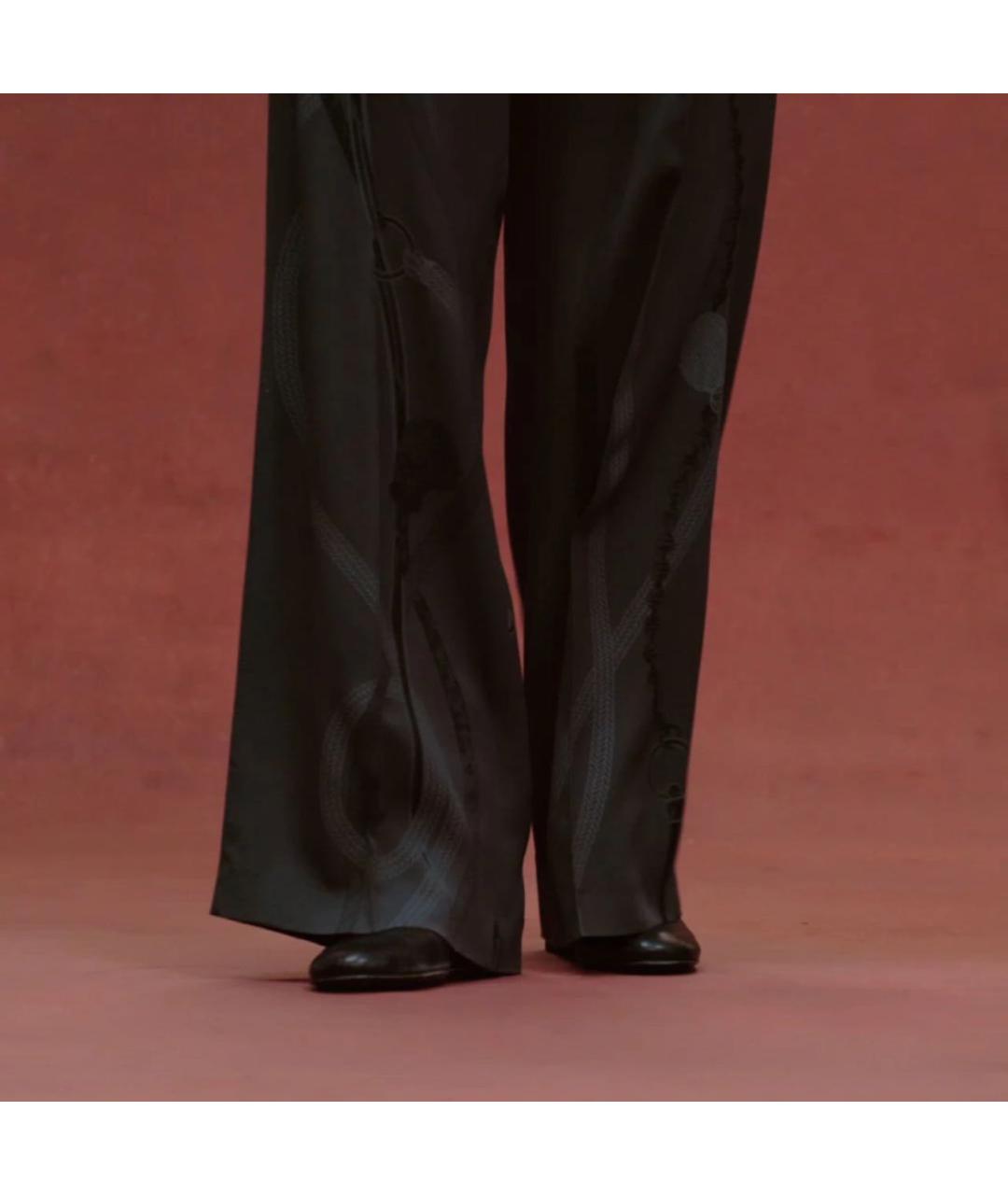 HERMES Черные шелковые брюки широкие, фото 3