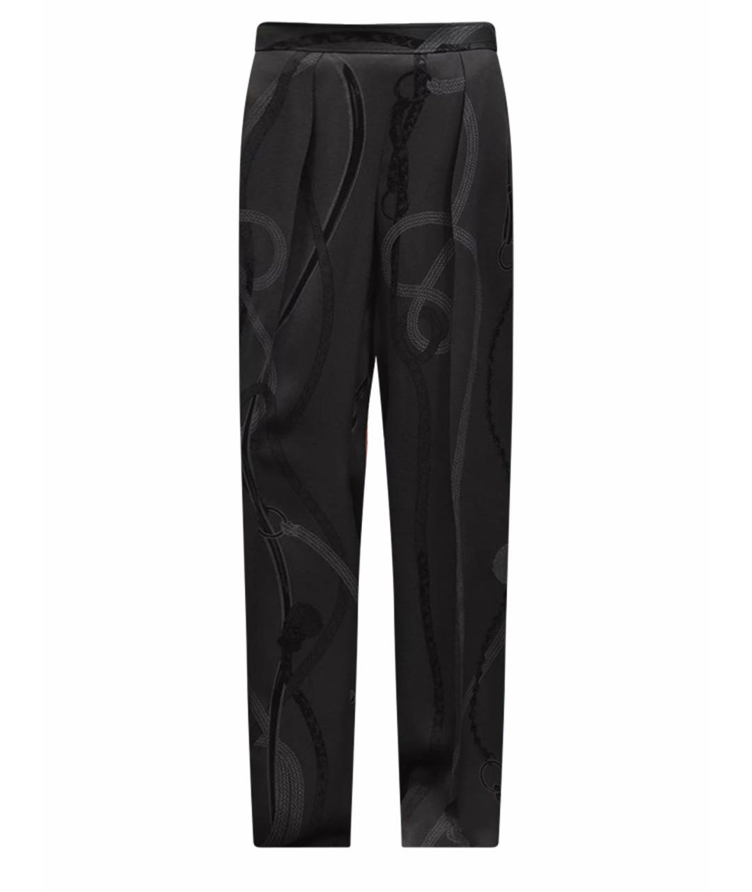 HERMES Черные шелковые брюки широкие, фото 1