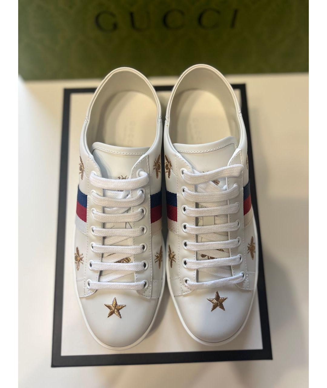 GUCCI Белые кожаные кеды, фото 8