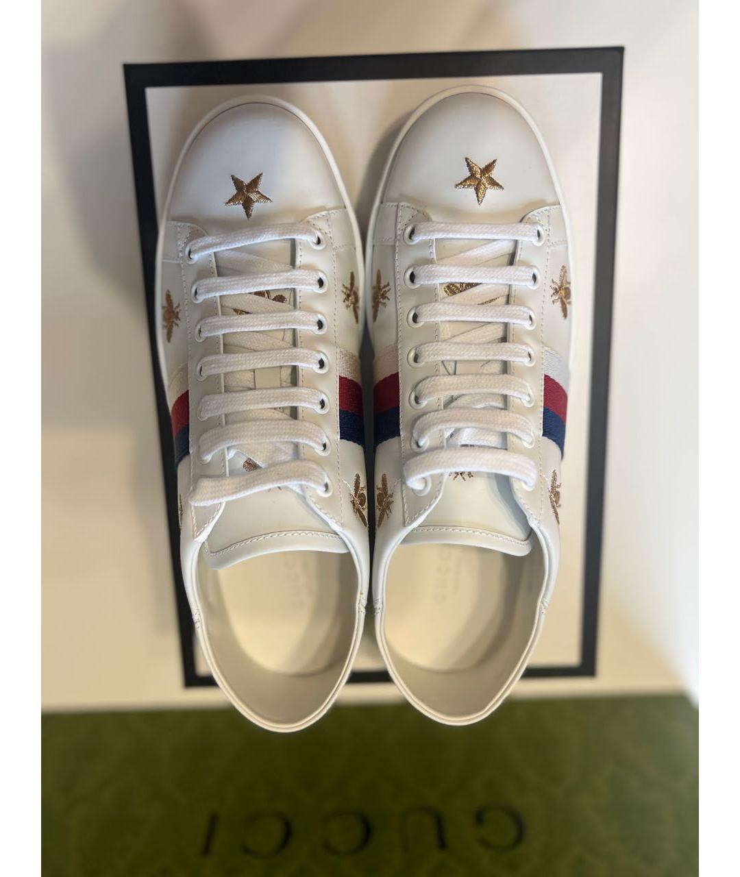 GUCCI Белые кожаные кеды, фото 3