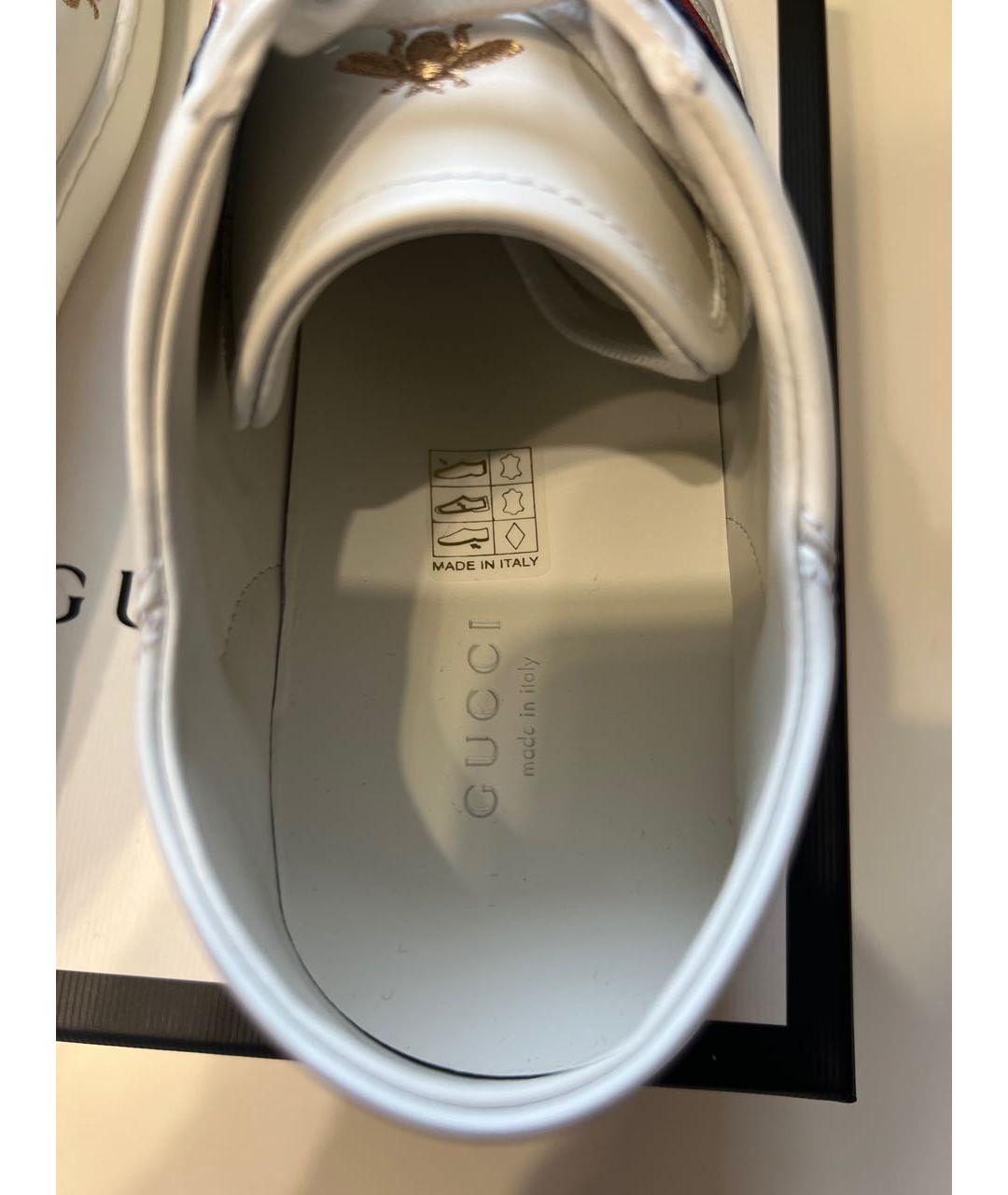 GUCCI Белые кожаные кеды, фото 5