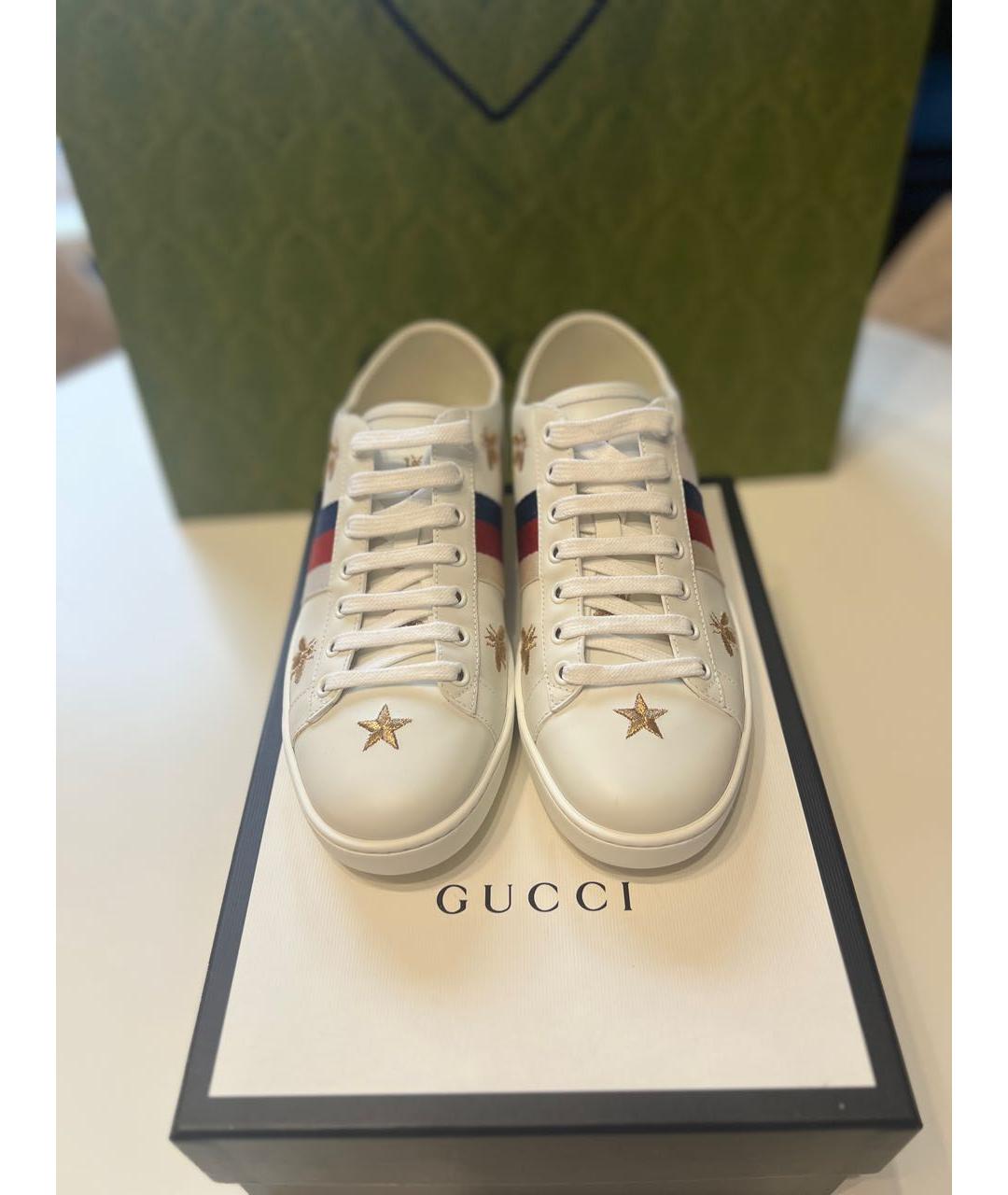 GUCCI Белые кожаные кеды, фото 2