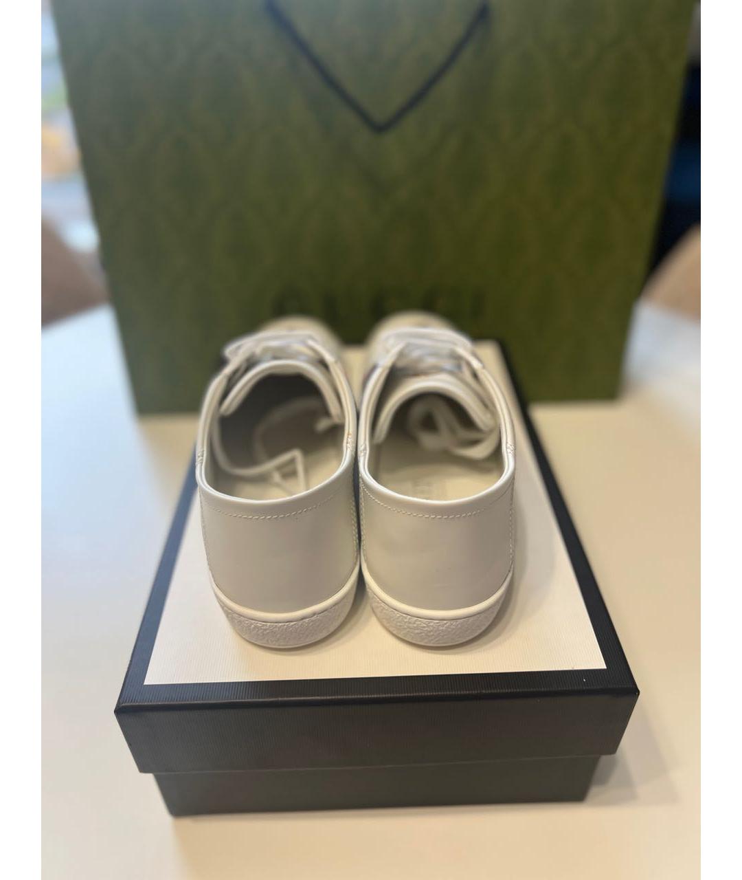 GUCCI Белые кожаные кеды, фото 4