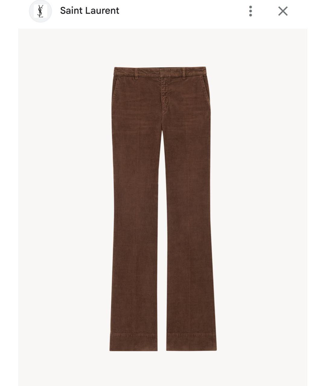 SAINT LAURENT Коричневые хлопковые брюки широкие, фото 3