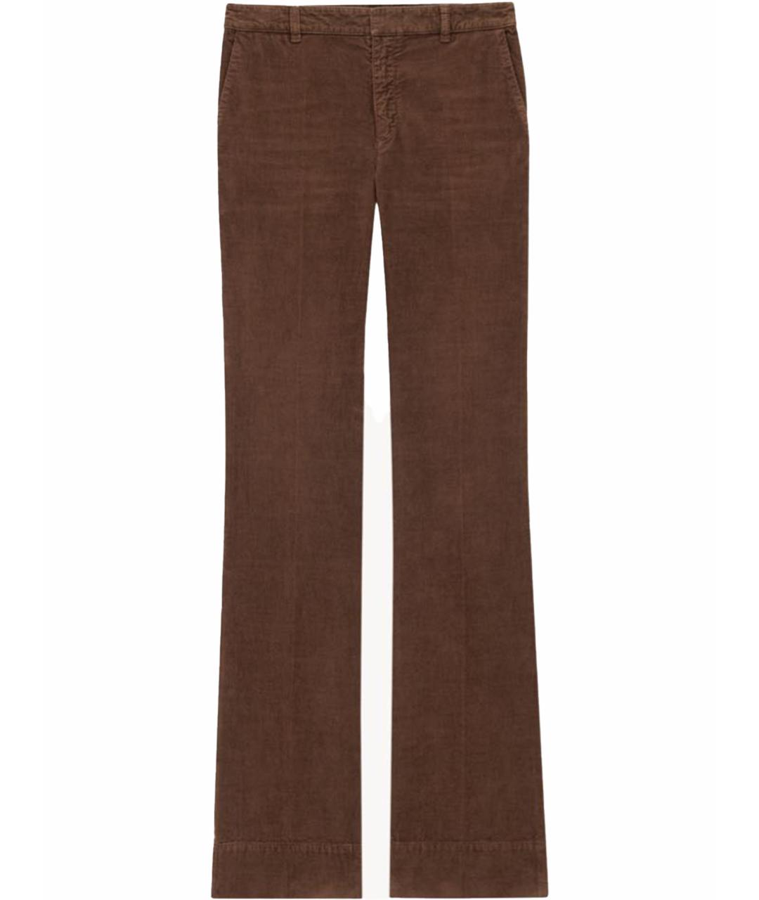 SAINT LAURENT Коричневые хлопковые брюки широкие, фото 1