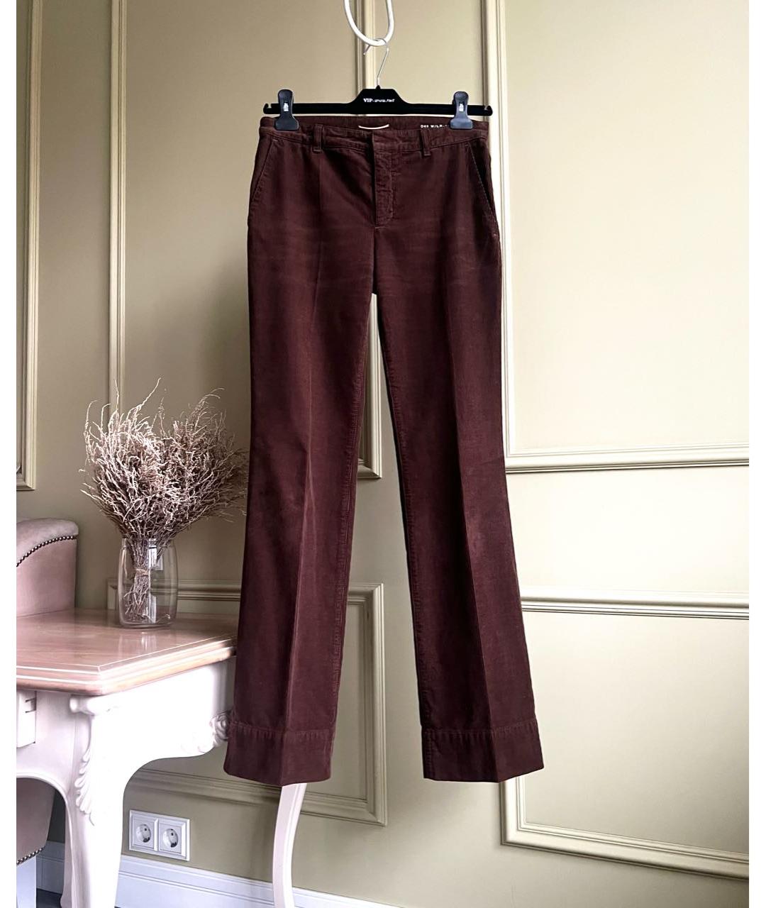 SAINT LAURENT Коричневые хлопковые брюки широкие, фото 9