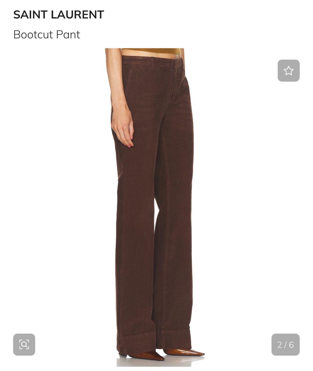 SAINT LAURENT Коричневые хлопковые брюки широкие, фото 5