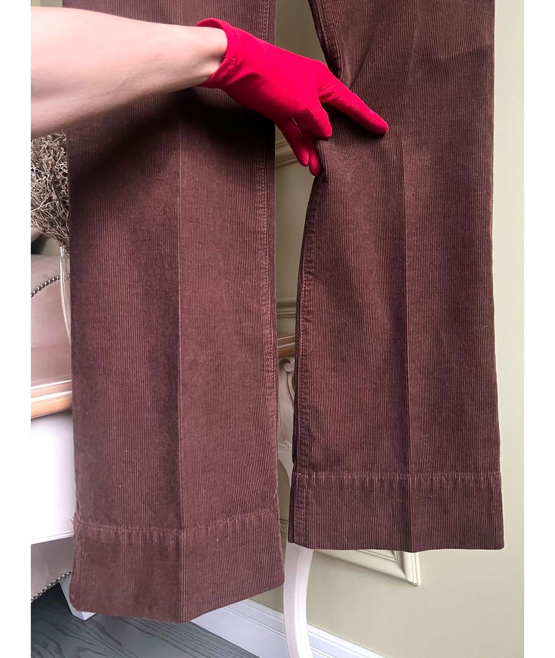 SAINT LAURENT Коричневые хлопковые брюки широкие, фото 2