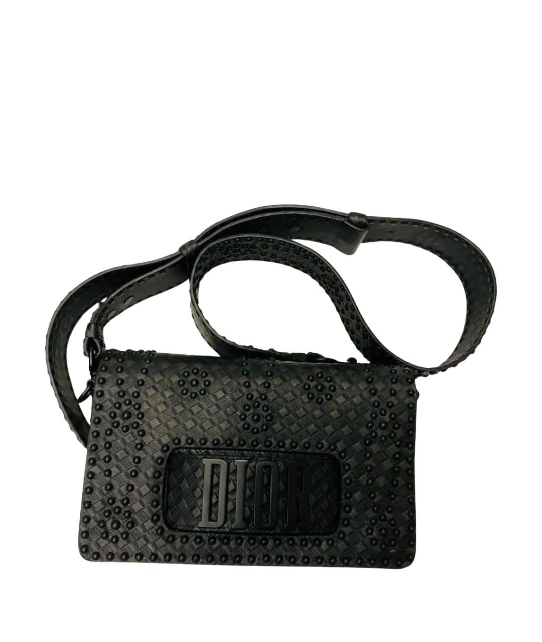 CHRISTIAN DIOR Черная кожаная сумка через плечо, фото 1