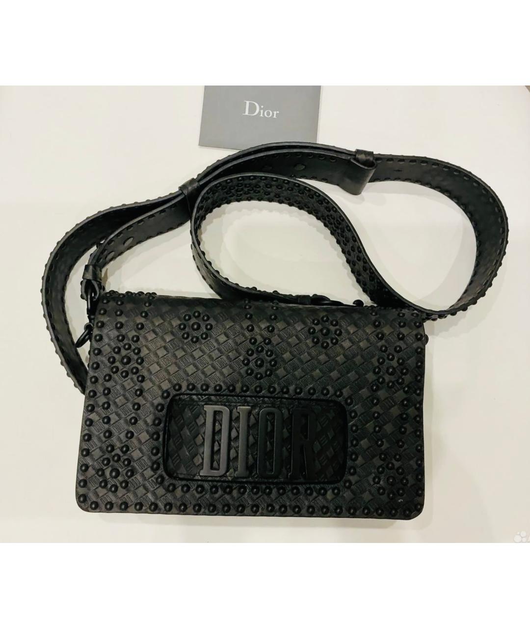 CHRISTIAN DIOR Черная кожаная сумка через плечо, фото 3