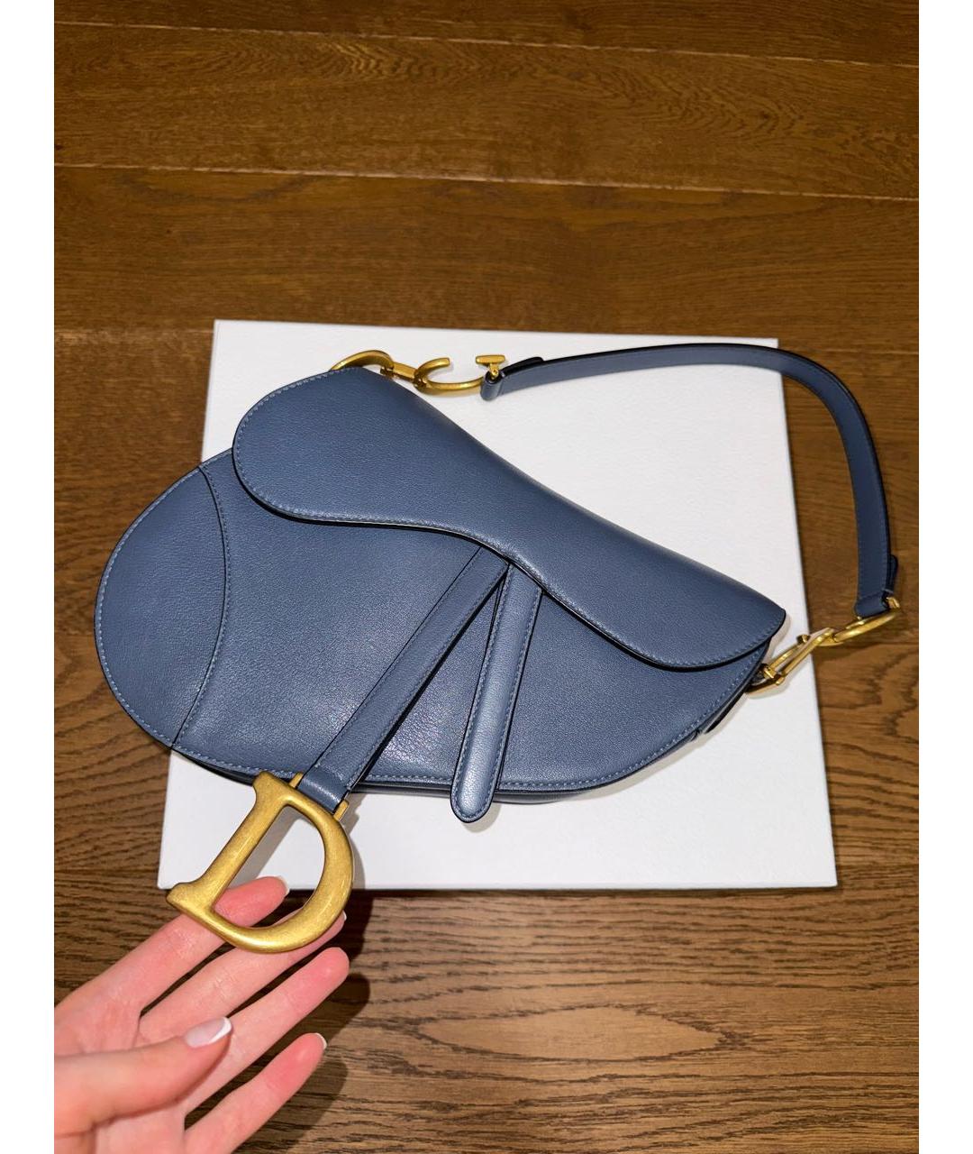 CHRISTIAN DIOR Темно-синяя кожаная сумка с короткими ручками, фото 6