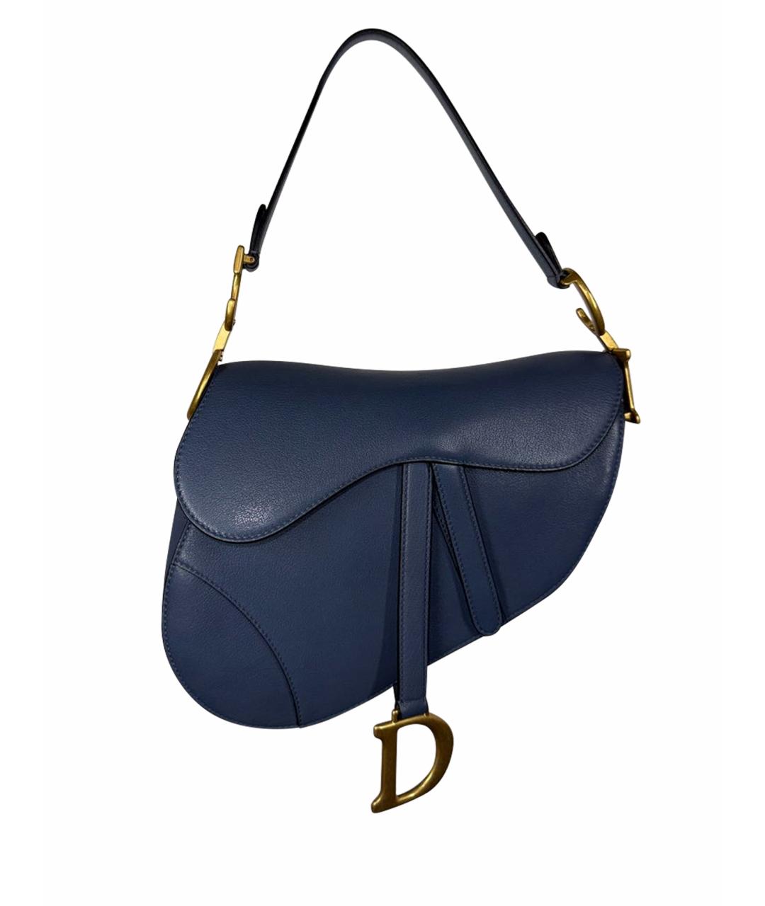 CHRISTIAN DIOR Темно-синяя кожаная сумка с короткими ручками, фото 1