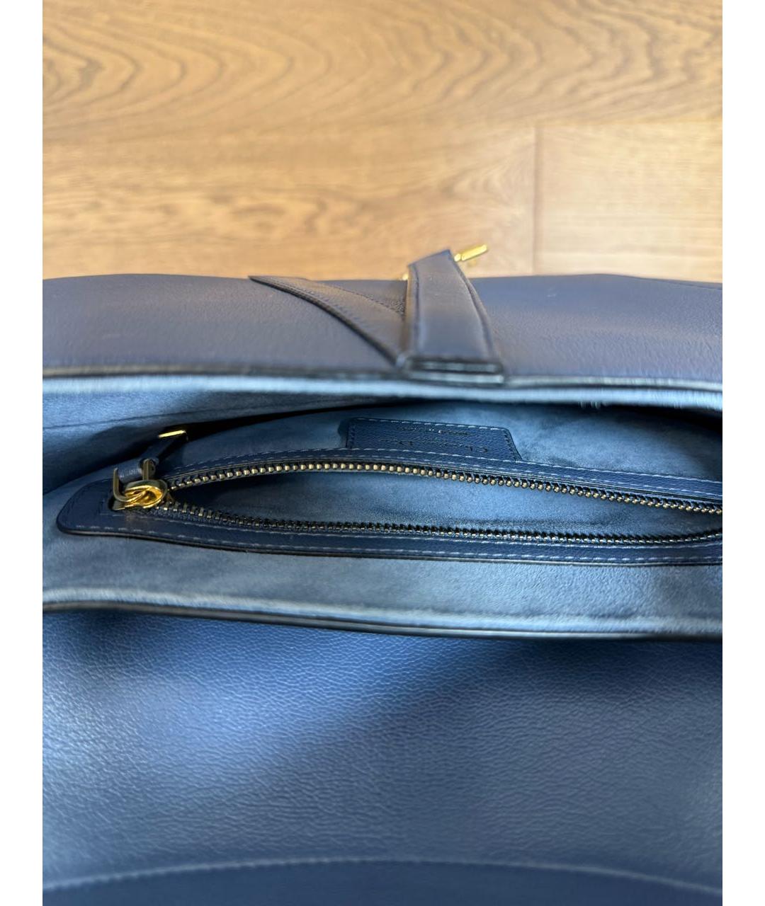CHRISTIAN DIOR Темно-синяя кожаная сумка с короткими ручками, фото 4