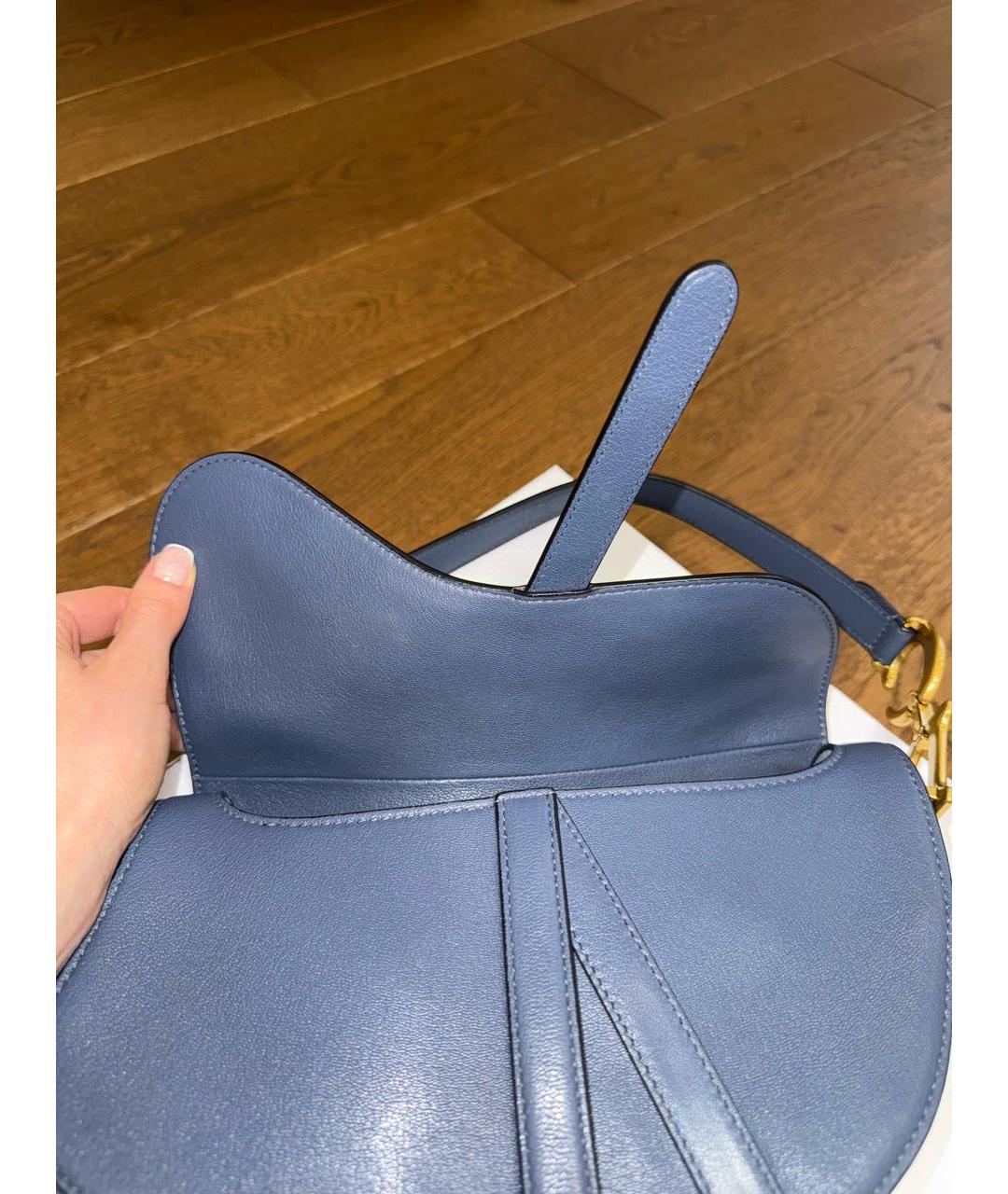 CHRISTIAN DIOR Темно-синяя кожаная сумка с короткими ручками, фото 5