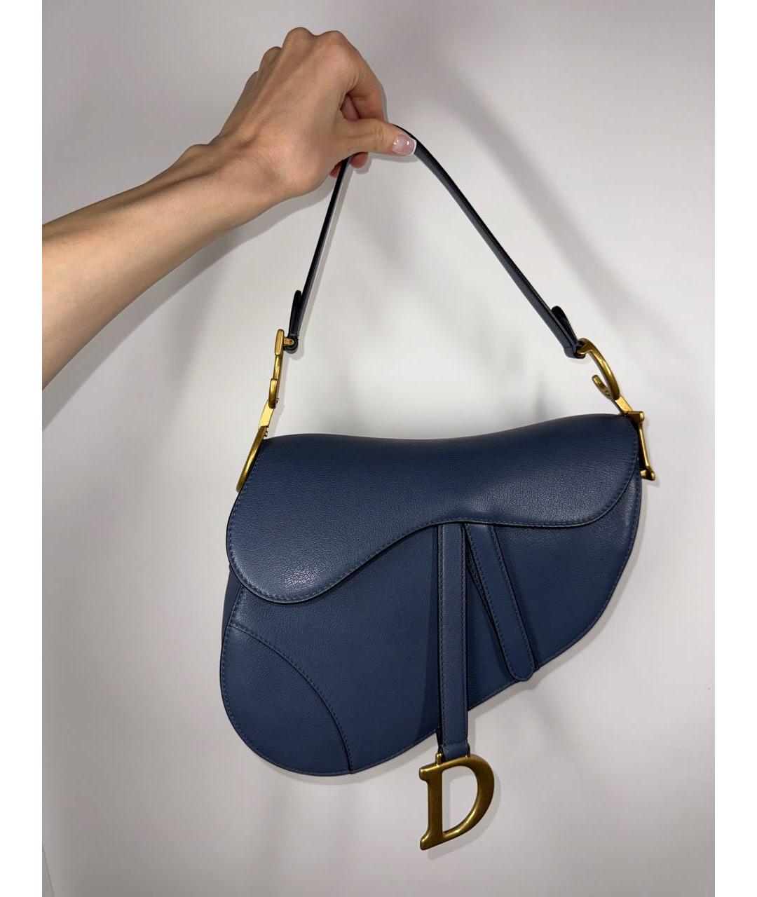 CHRISTIAN DIOR Темно-синяя кожаная сумка с короткими ручками, фото 9