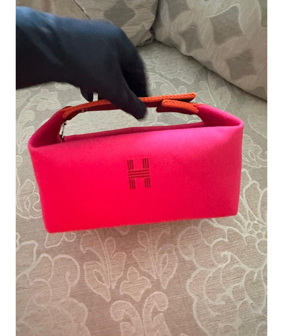 HERMES Фуксия хлопковая косметичка, фото 2
