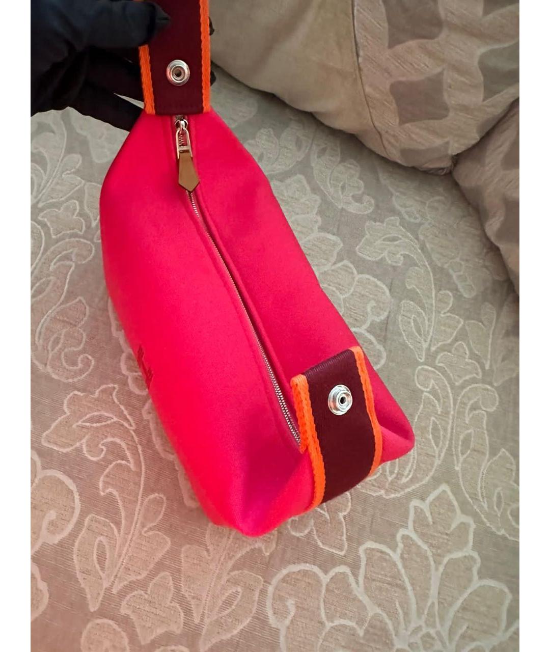 HERMES Фуксия хлопковая косметичка, фото 4