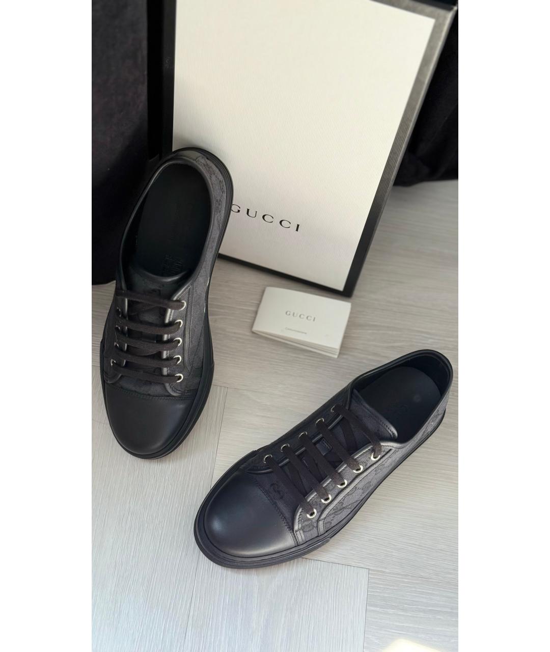 GUCCI Черные низкие кроссовки / кеды, фото 3