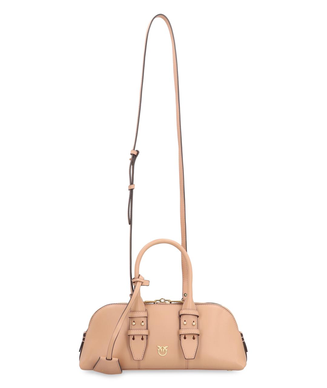 PINKO Бежевая кожаная сумка с короткими ручками, фото 5