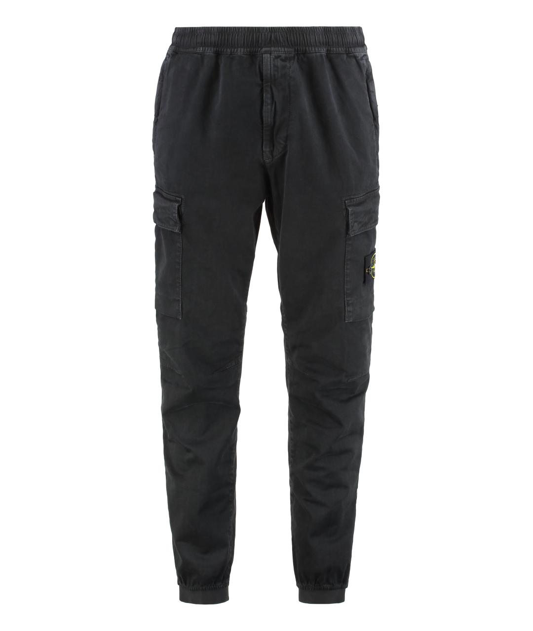 STONE ISLAND Черные хлопковые повседневные брюки, фото 1