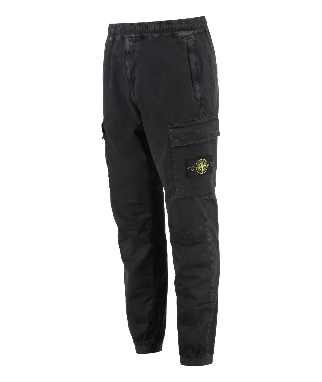 STONE ISLAND Черные хлопковые повседневные брюки, фото 2