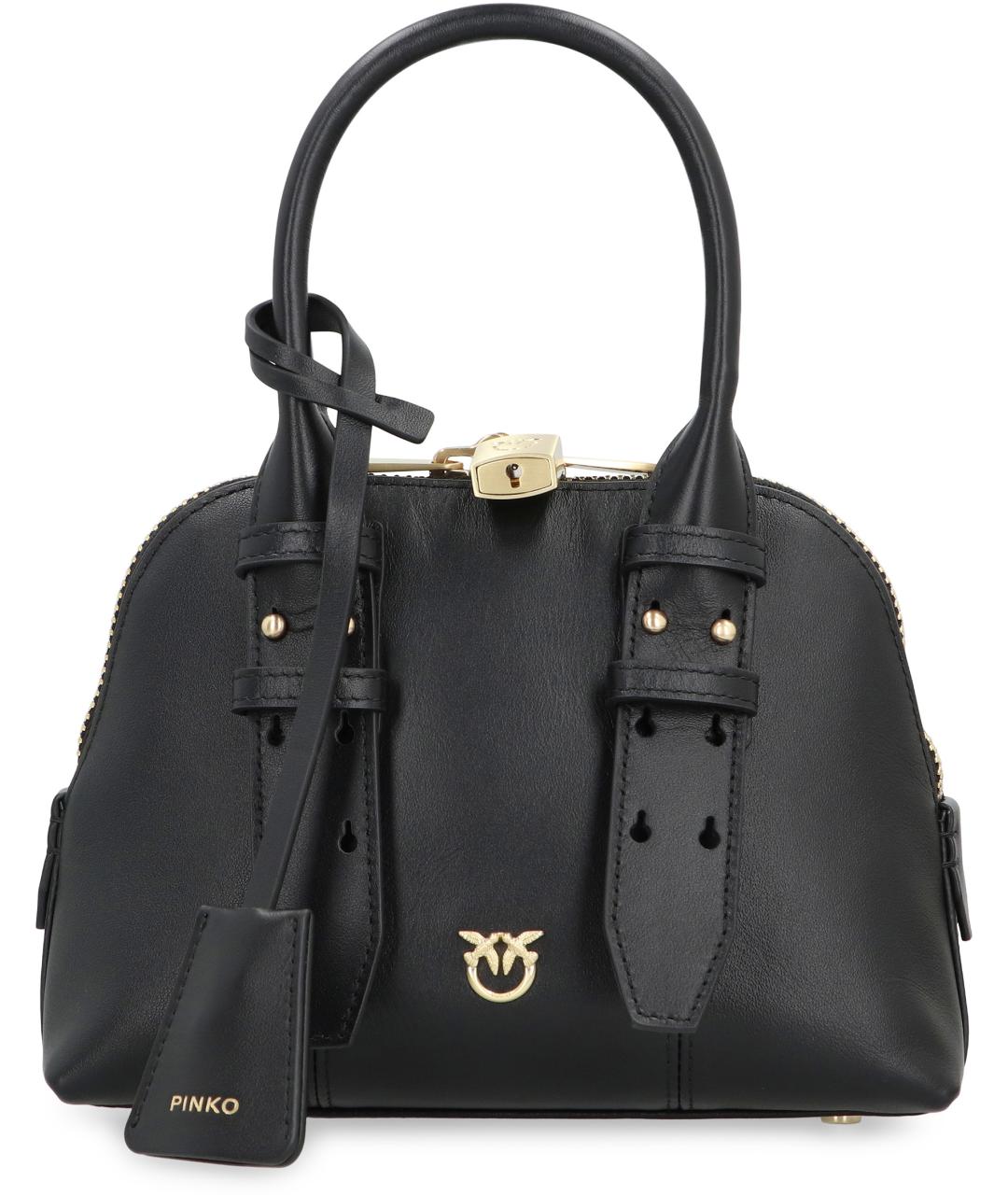 PINKO Черная кожаная сумка с короткими ручками, фото 2