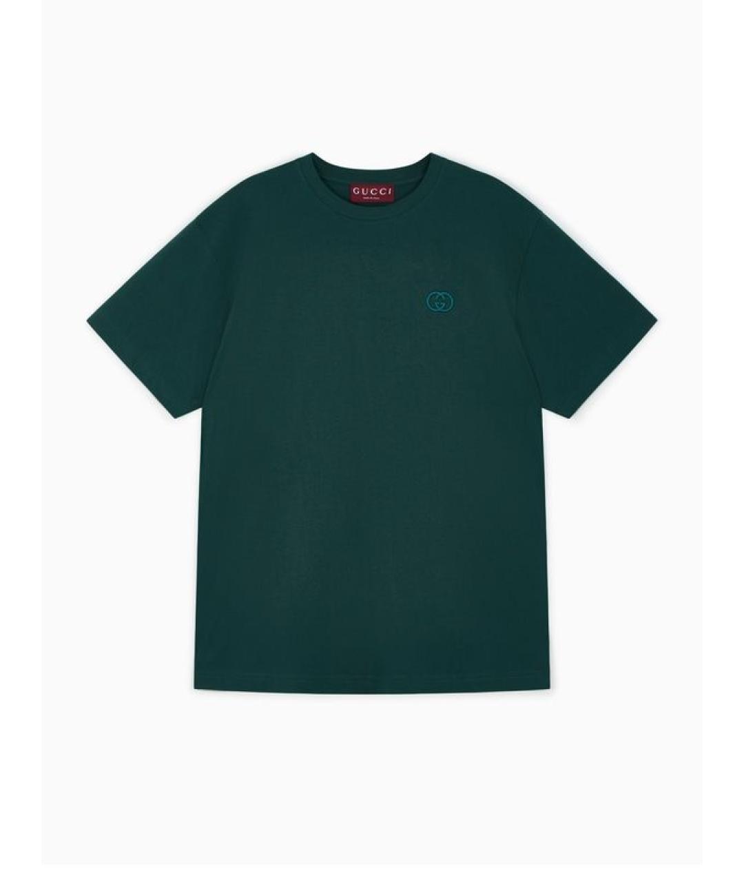 GUCCI Зеленая хлопковая футболка, фото 1