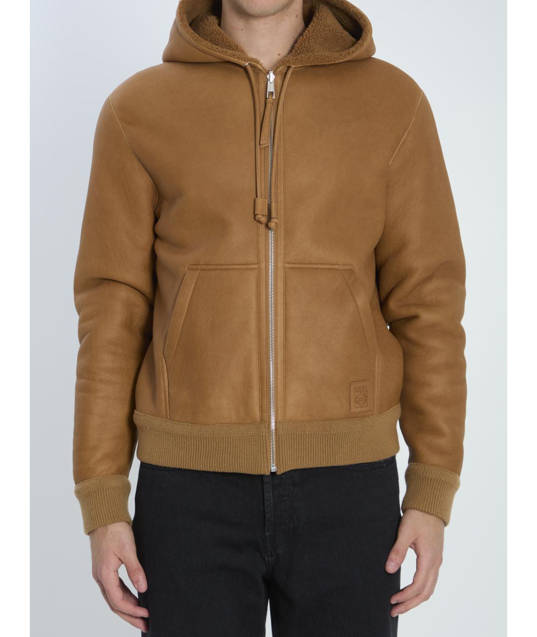 LOEWE Бежевая кожаная куртка, фото 2