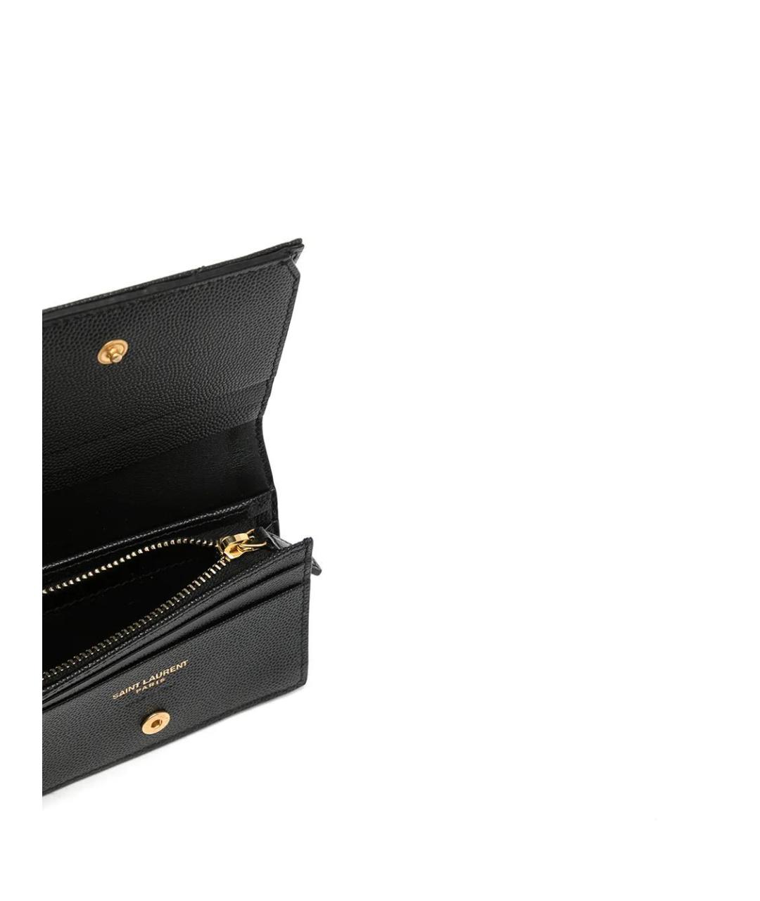 SAINT LAURENT Черный кожаный кошелек, фото 3