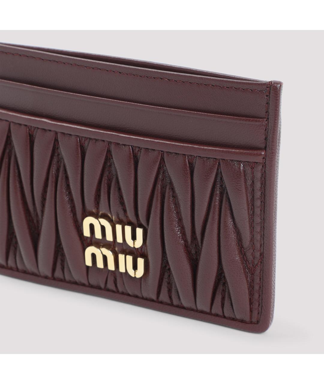 MIU MIU Бордовый кожаный кардхолдер, фото 3