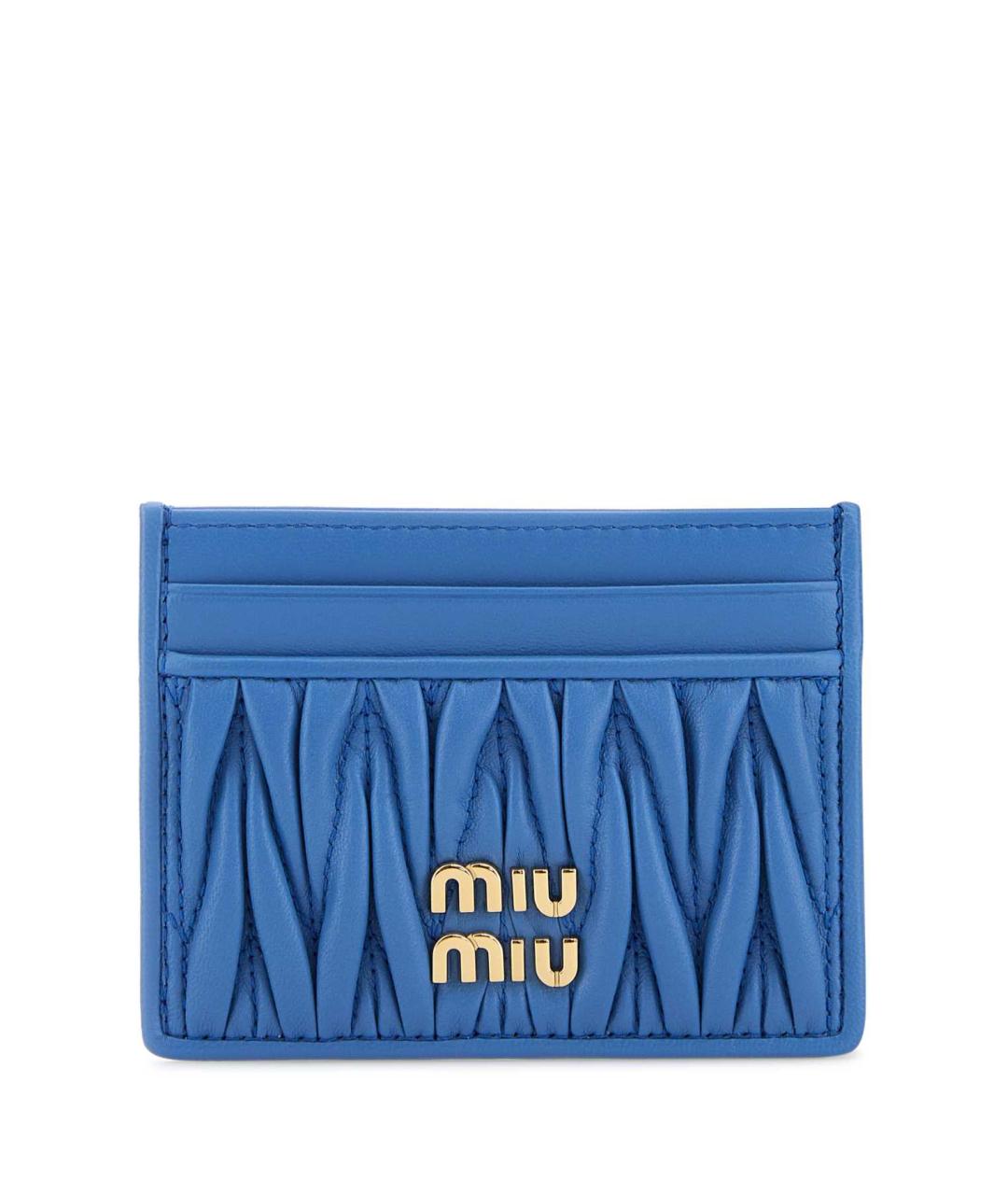 MIU MIU Голубой кожаный кардхолдер, фото 1