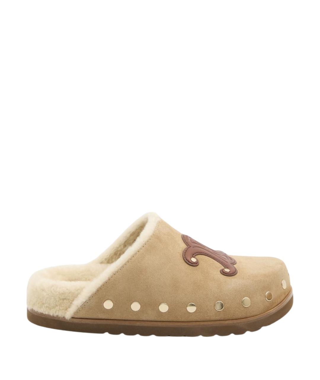 CELINE Бежевые кожаные мюли, фото 1