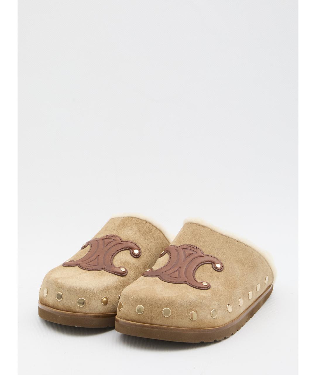 CELINE Бежевые кожаные мюли, фото 2