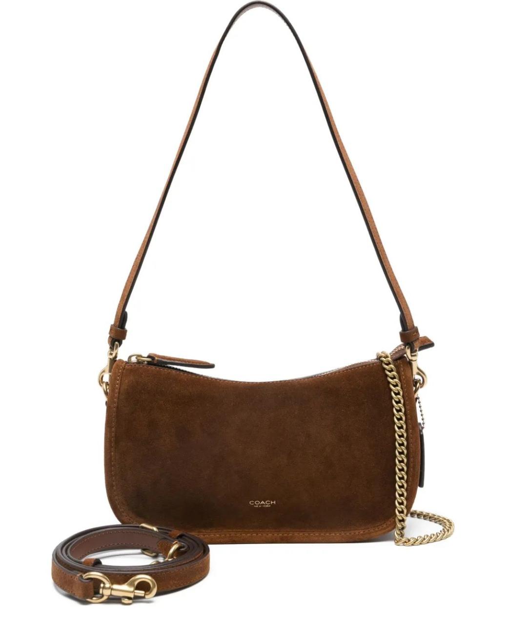 COACH Коричневая замшевая сумка через плечо, фото 1