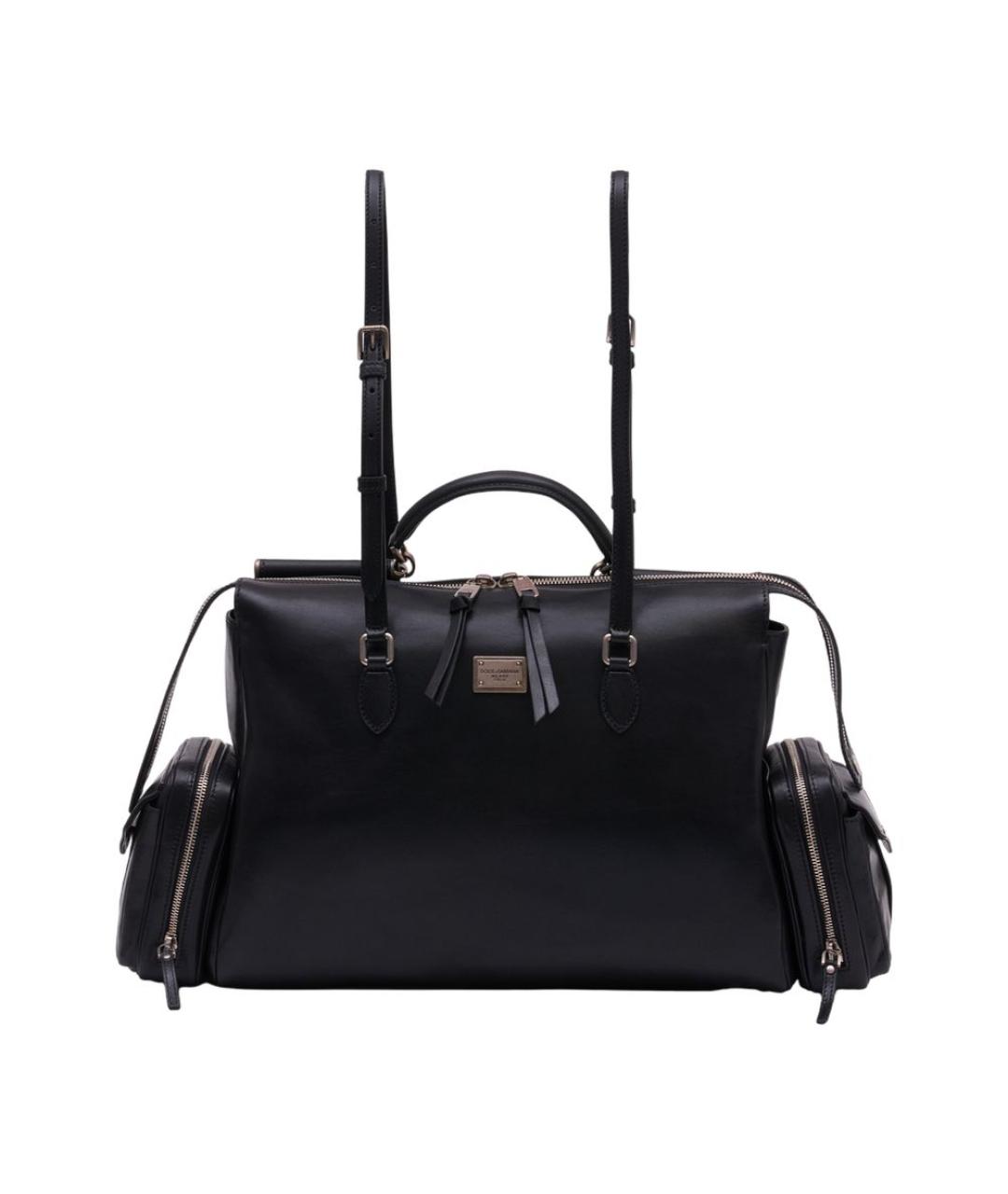 DOLCE&GABBANA Черная кожаная дорожная/спортивная сумка, фото 1