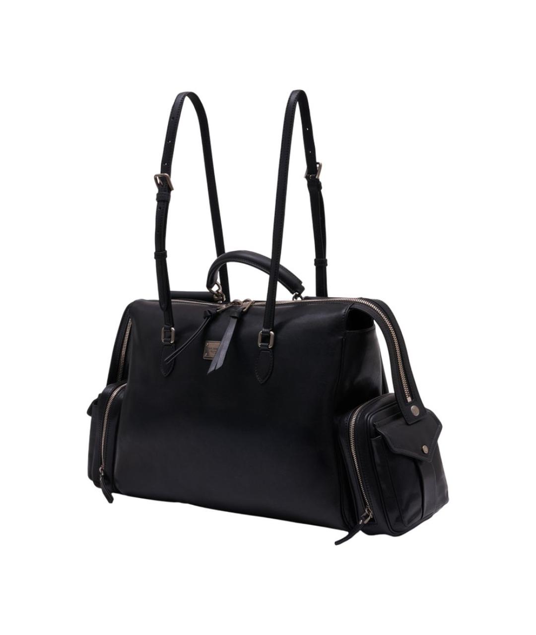 DOLCE&GABBANA Черная кожаная дорожная/спортивная сумка, фото 2