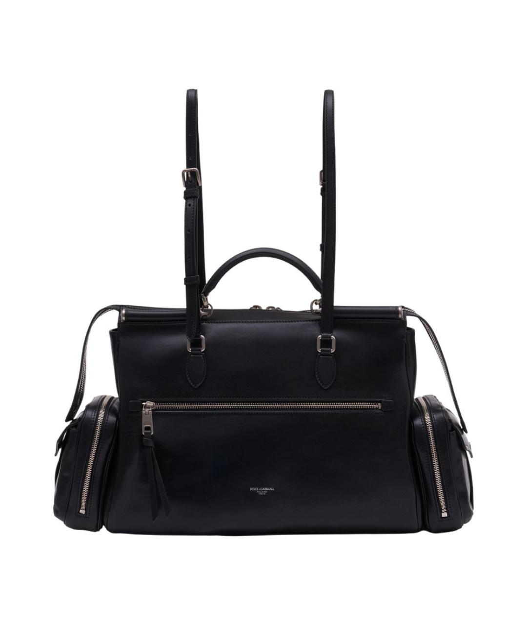 DOLCE&GABBANA Черная кожаная дорожная/спортивная сумка, фото 3