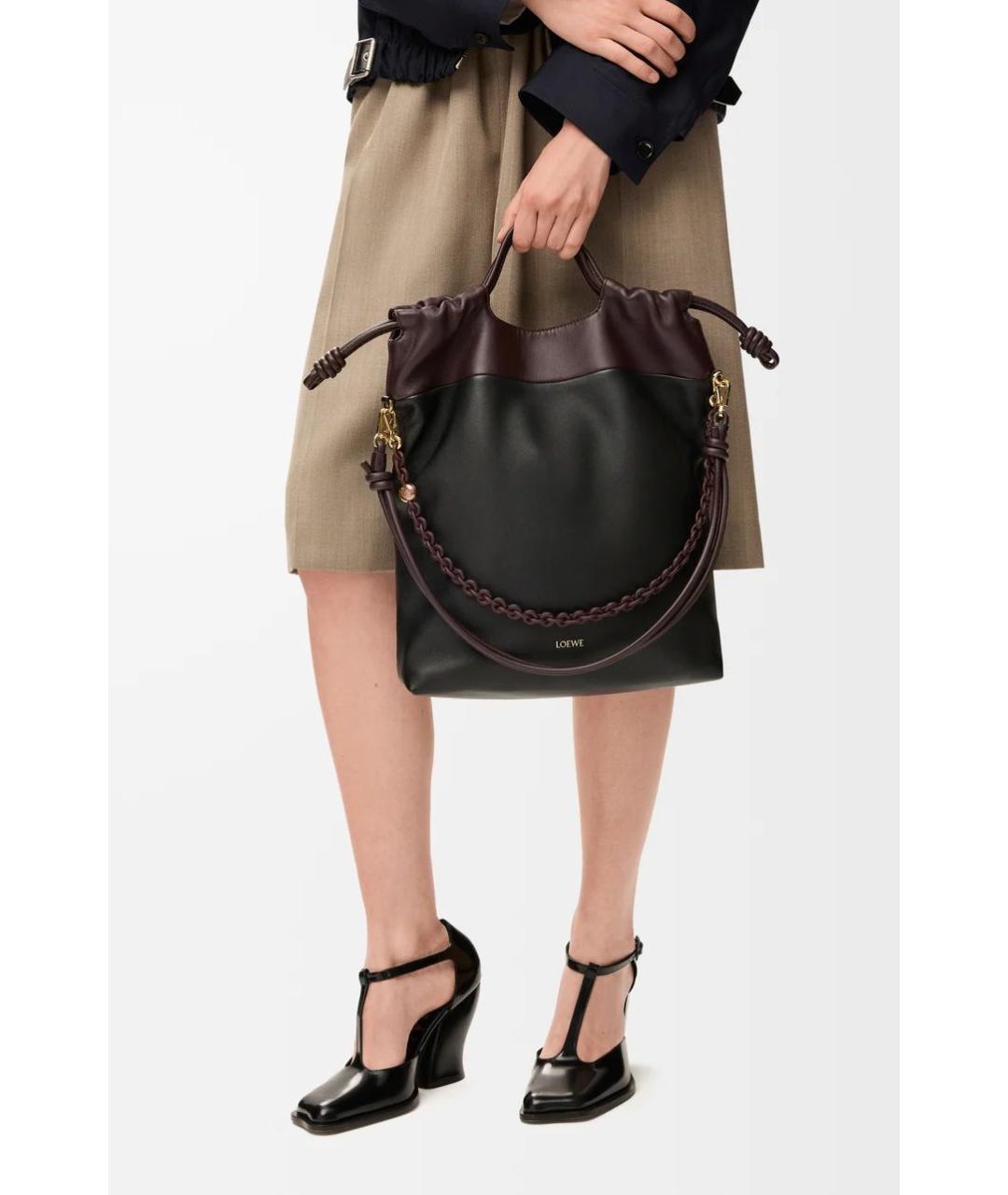 LOEWE Черная кожаная сумка тоут, фото 3